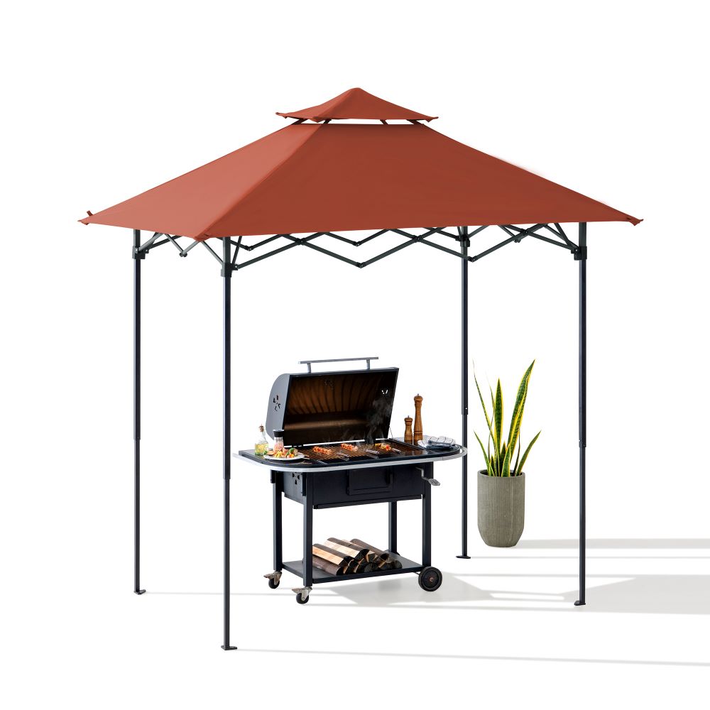 Mazonvintage 5x8 Pop up Grill Gazebo with Magnetic LED Light and Carrying Bag - Red