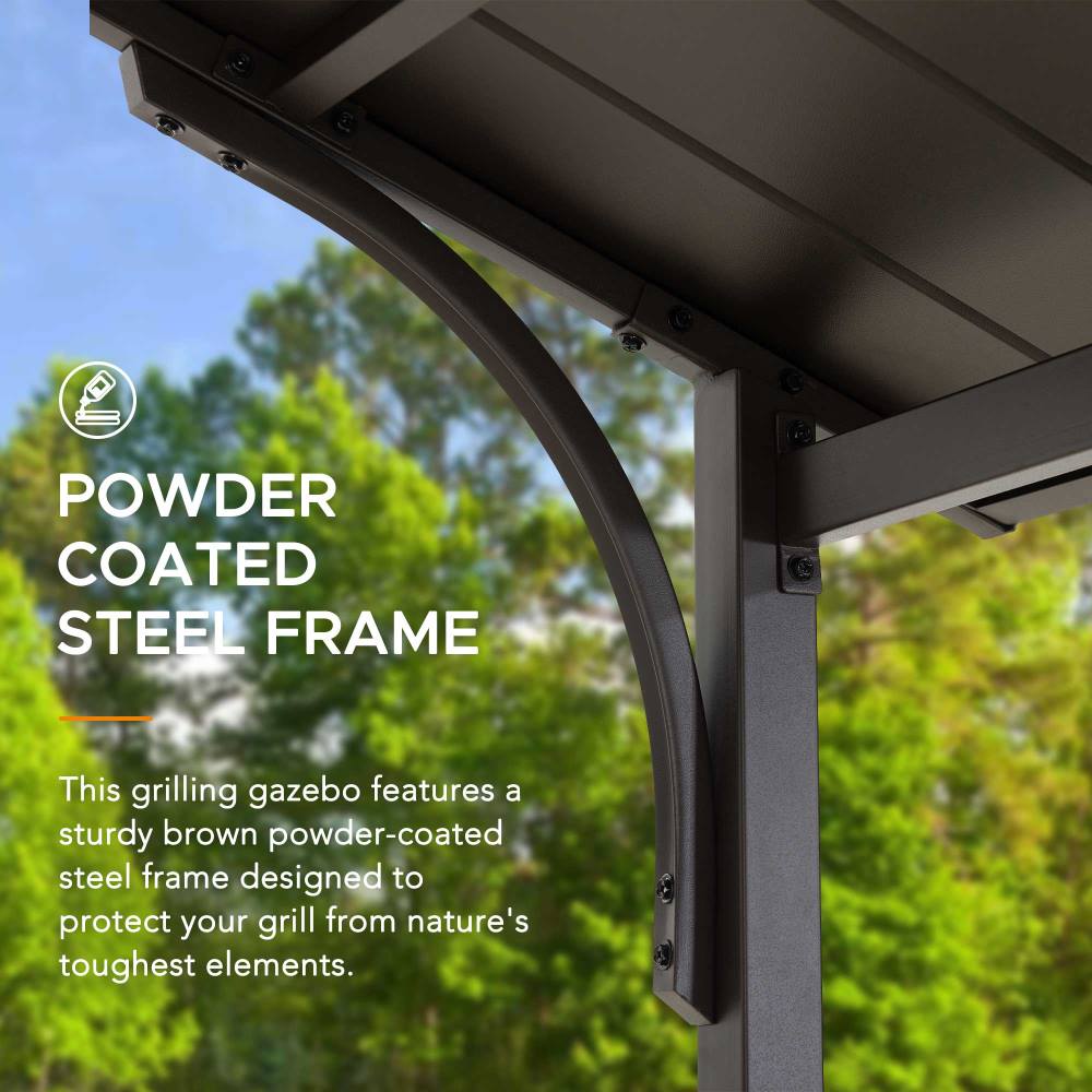Mazonvintage 5x8 Grilling Gazebo with Hooks and Bar Shelves for BBQ