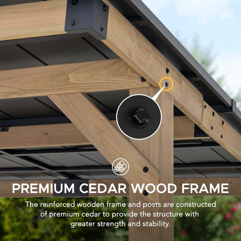 Mazonvintage 10x12 Cedar Gazebo Pergola with Bar Shelves and Power Port