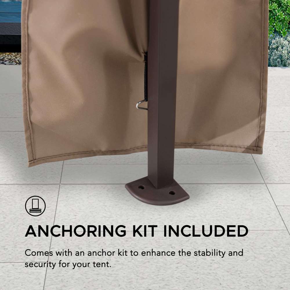 Mazonvintage 11x11 Pop Up Gazebo Tent with Netting and Carry Bag - Khaki