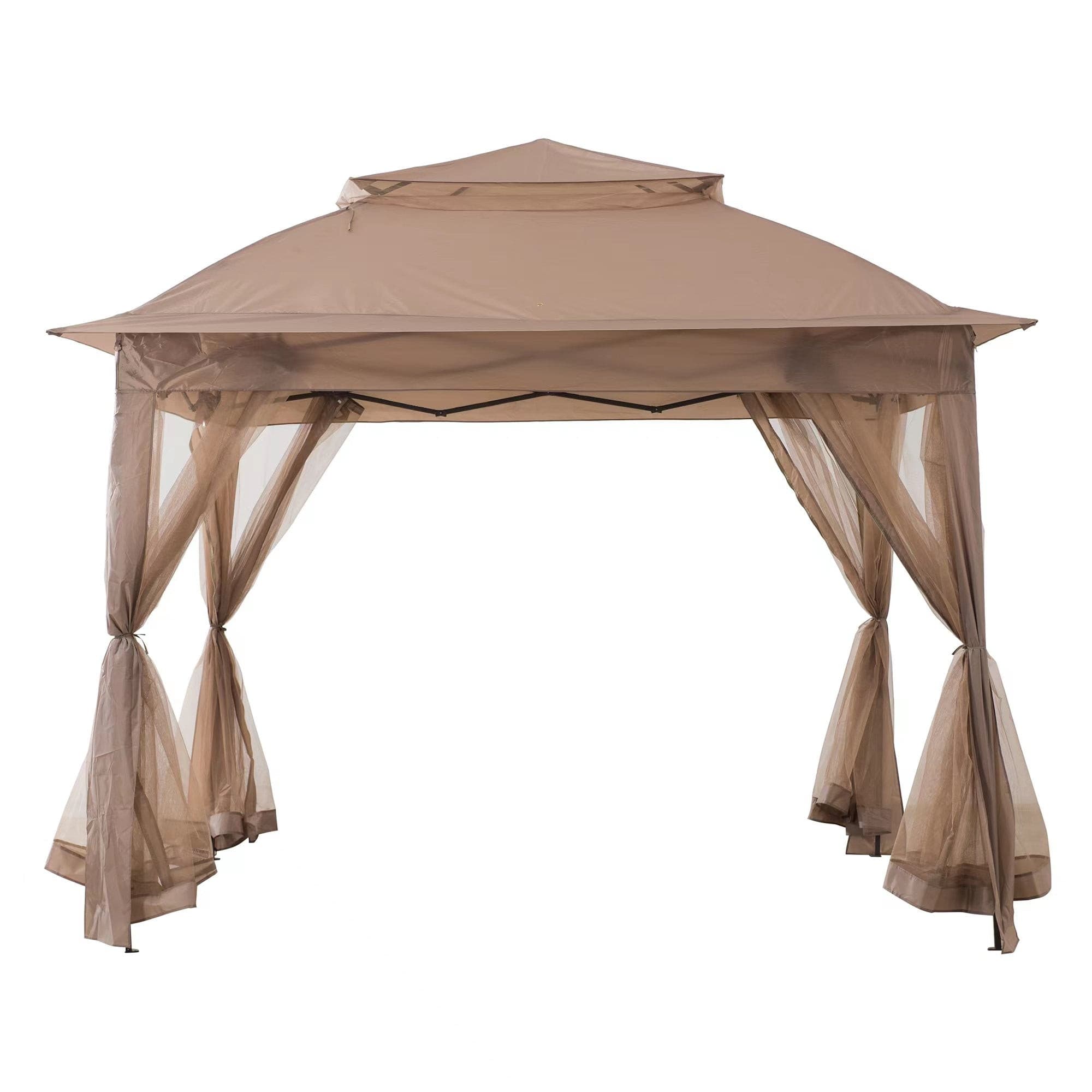 Mazonvintage 11x11 Pop Up Gazebo Tent with Netting and Carry Bag - Khaki