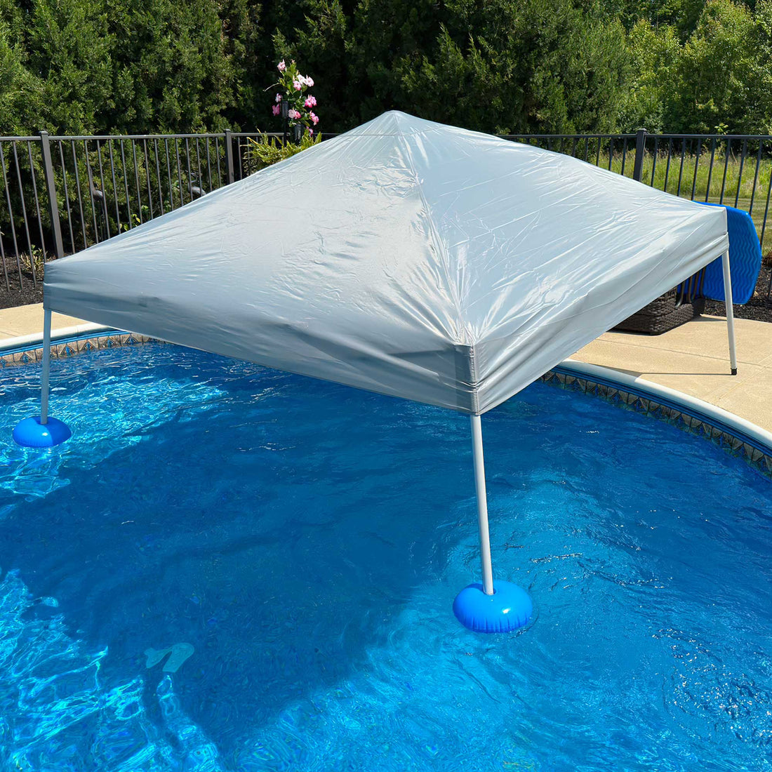 Mazonvintage 10x10 Floating Pool Gazebo with PVC Floats and Carry Bag - Gray