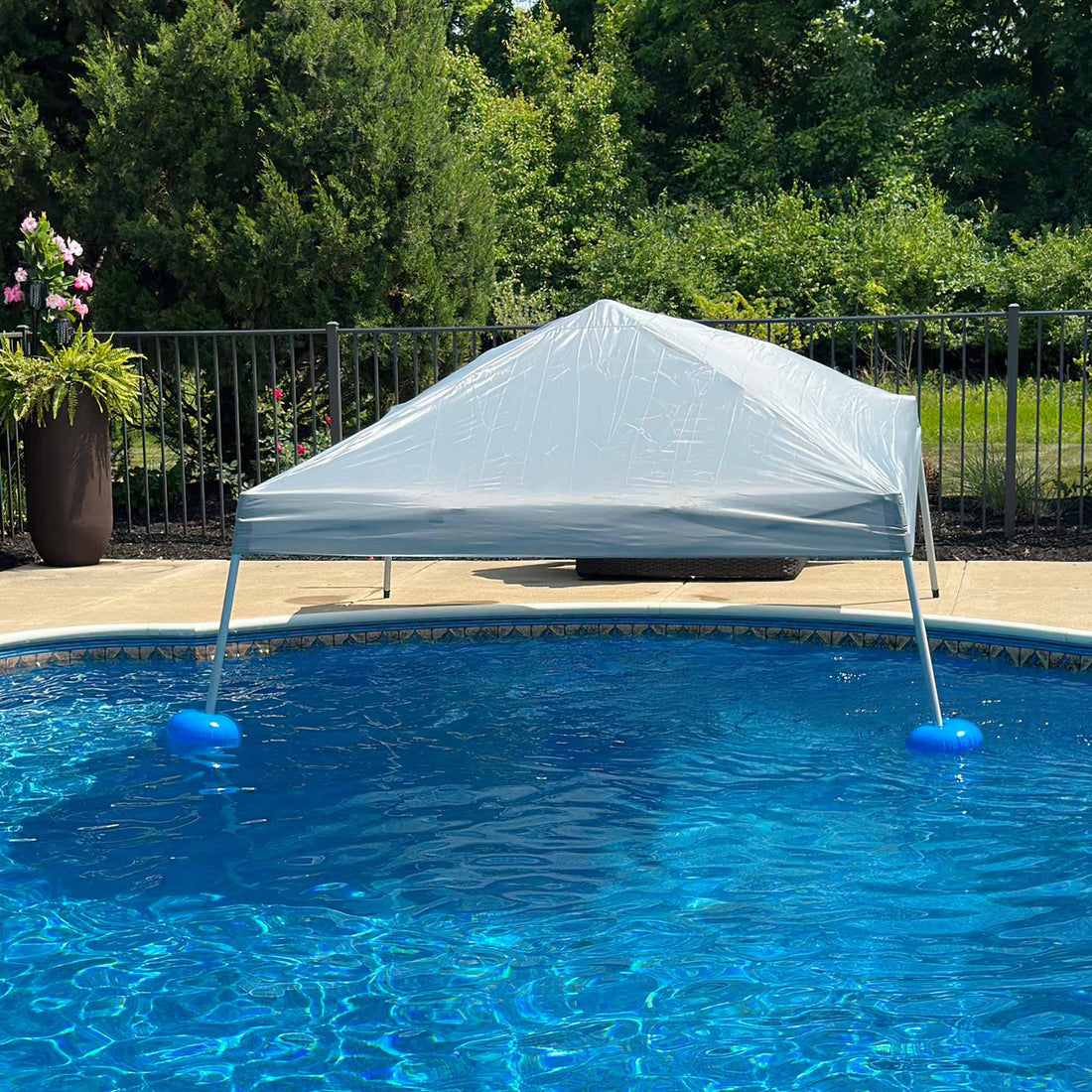 Mazonvintage 10x10 Floating Pool Gazebo with PVC Floats and Carry Bag - Gray