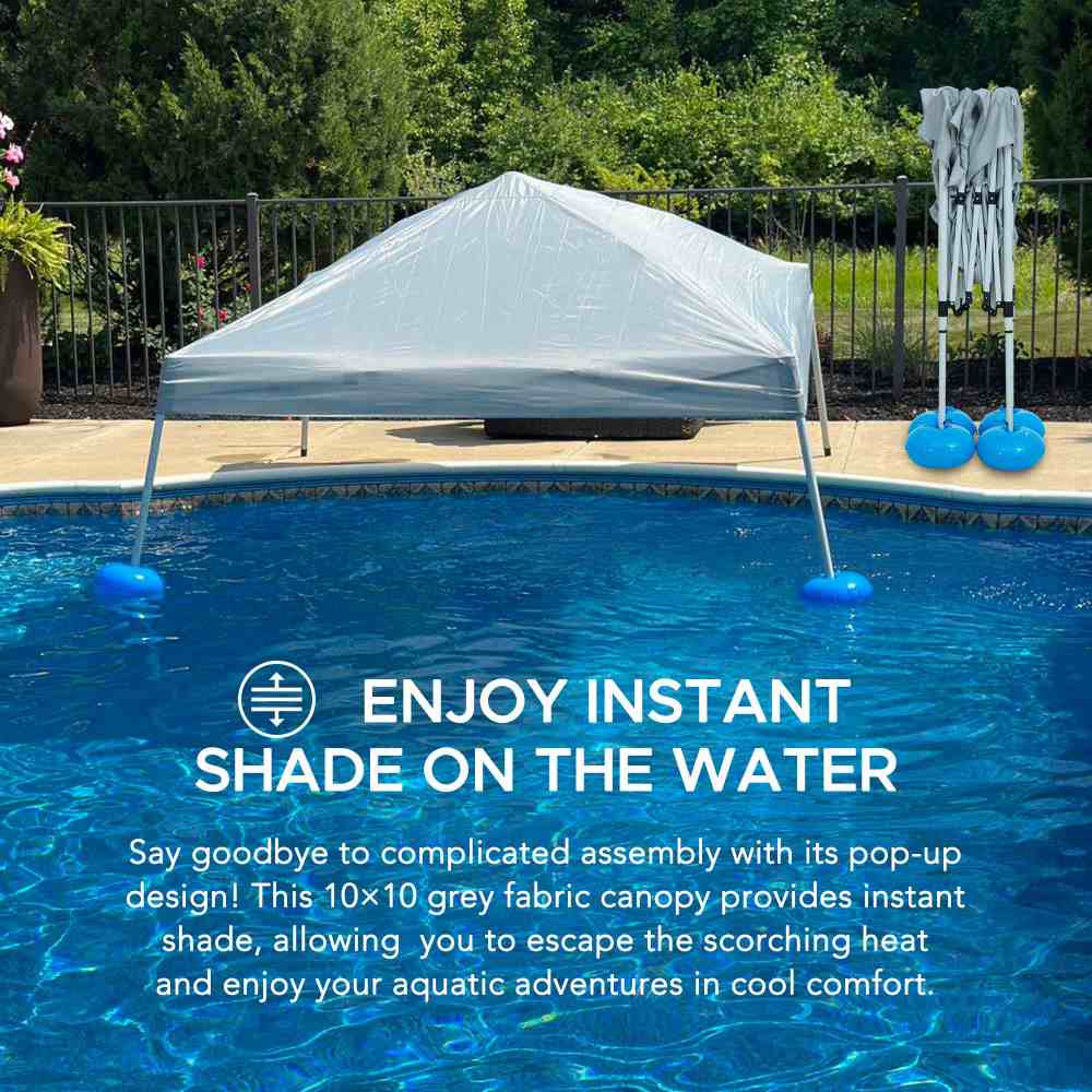 Mazonvintage 10x10 Floating Pool Gazebo with PVC Floats and Carry Bag - Gray