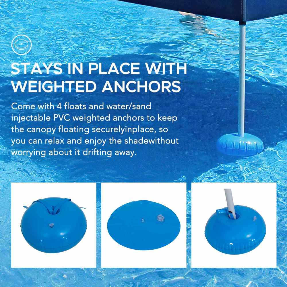 Mazonvintage 10x10 Floating Pool Gazebo with PVC Floats and Carry Bag - Navy