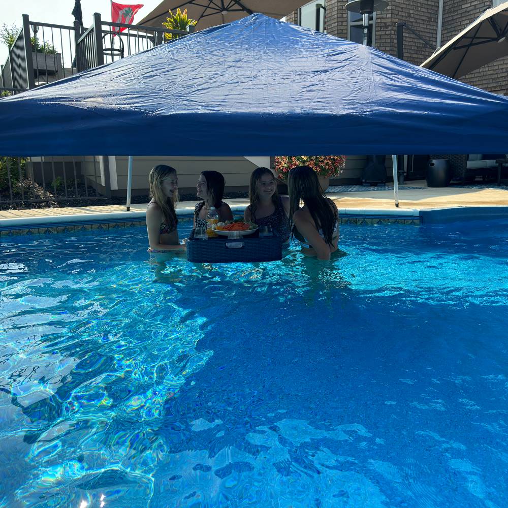 Mazonvintage 10x10 Floating Pool Gazebo with PVC Floats and Carry Bag - Navy