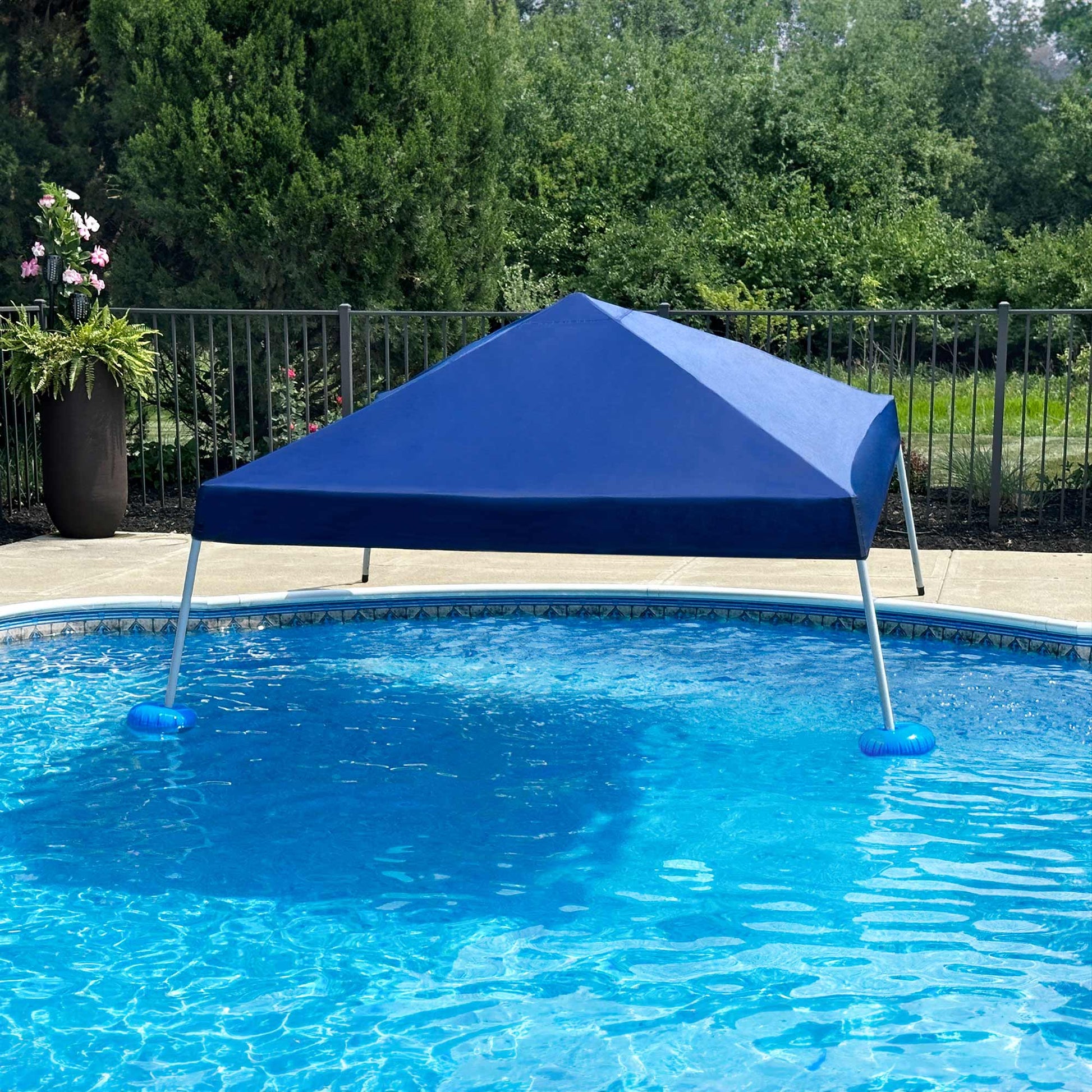 Mazonvintage 10x10 Floating Pool Gazebo with PVC Floats and Carry Bag - Navy