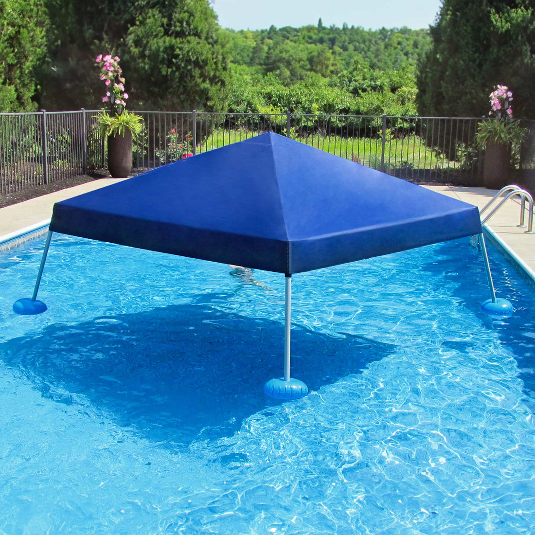 Mazonvintage 10x10 Floating Pool Gazebo with PVC Floats and Carry Bag - Navy
