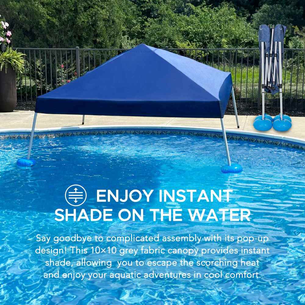 Mazonvintage 10x10 Floating Pool Gazebo with PVC Floats and Carry Bag - Navy