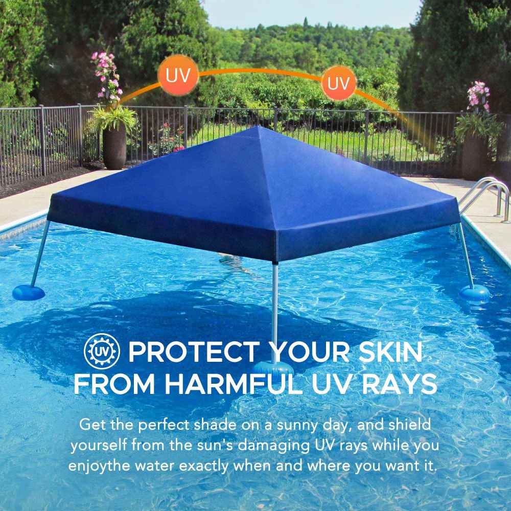 Mazonvintage 10x10 Floating Pool Gazebo with PVC Floats and Carry Bag - Navy