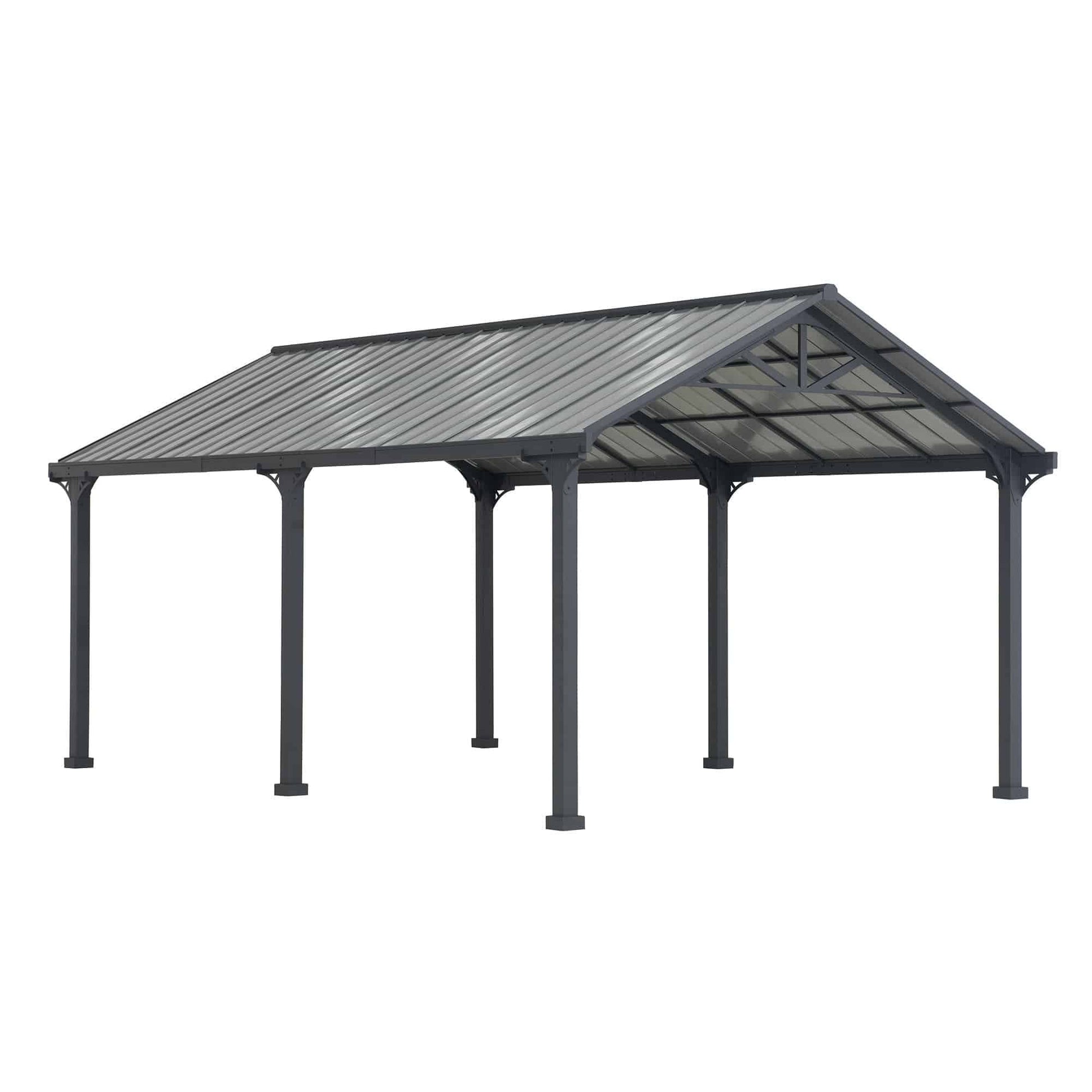 Mazonvintage 12x20 Metal Carport Gable Roof Gazebo with 2 Ceiling Hooks