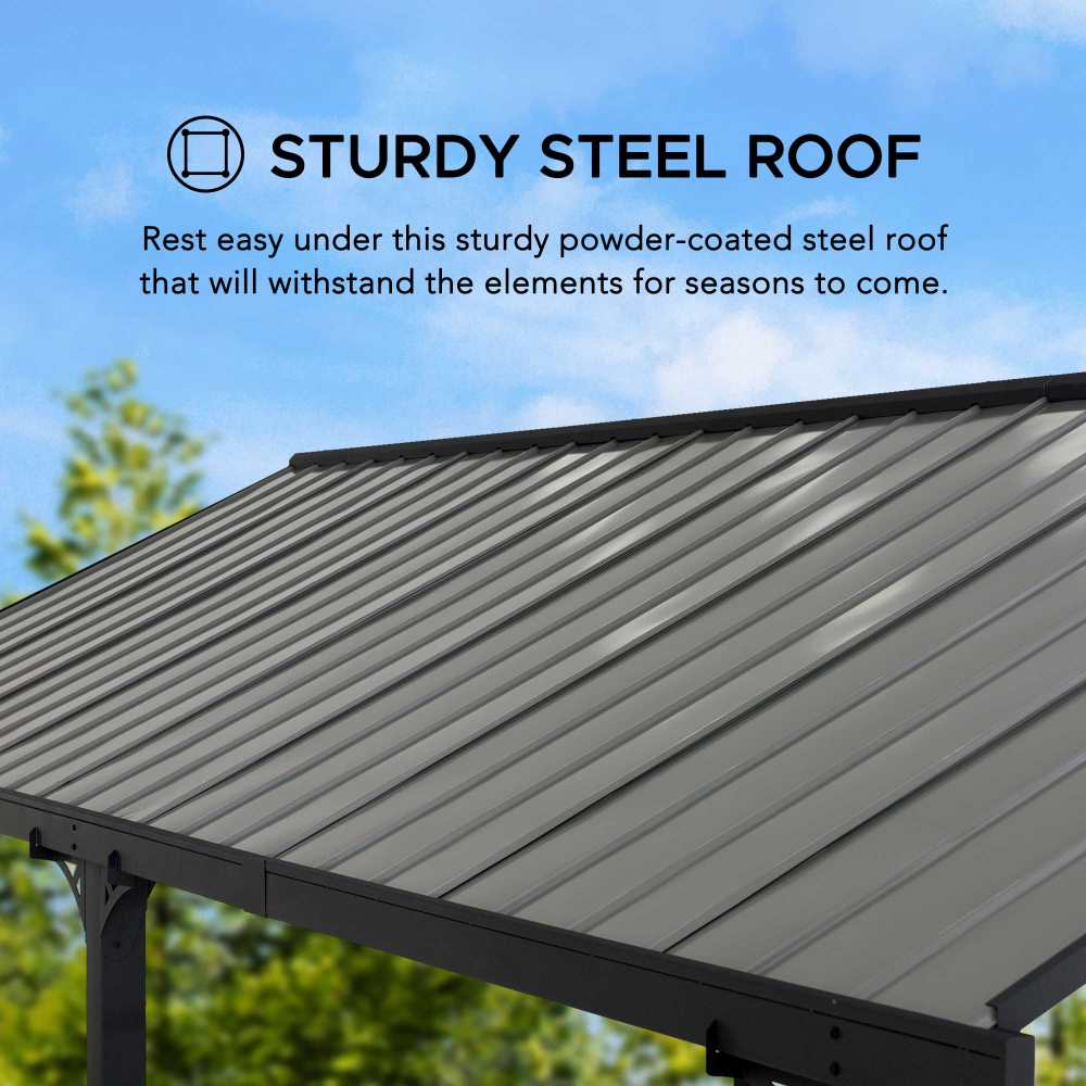 Mazonvintage 12x20 Metal Carport Gable Roof Gazebo with 2 Ceiling Hooks