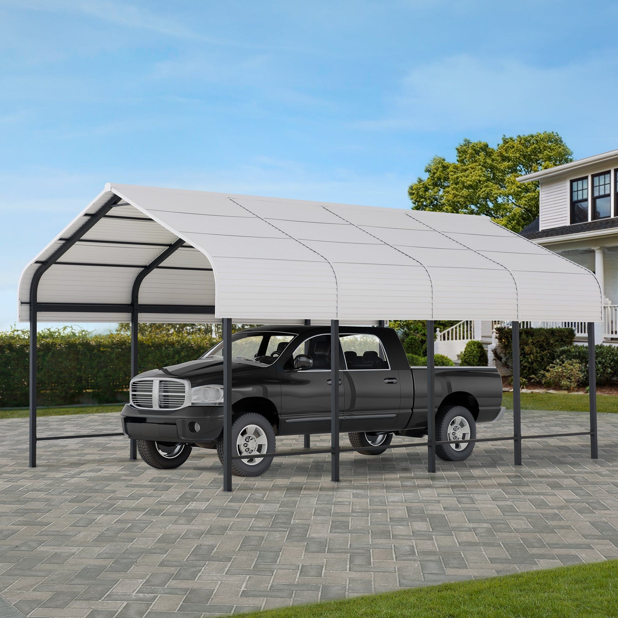 Mazonvintage 12x20 Heavy Duty Metal Carport Gazebo with Ceiling Hook