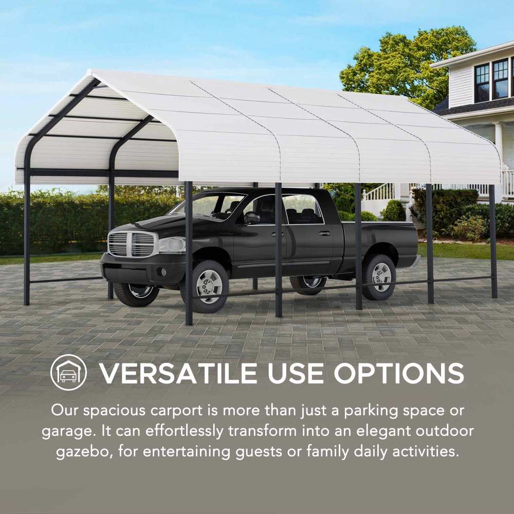 Mazonvintage 12x20 Heavy Duty Metal Carport Gazebo with Ceiling Hook