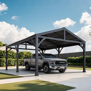 Mazonvintage 20x14 Steel Carport Sturdy Gazebo with 2 Ceiling Hooks