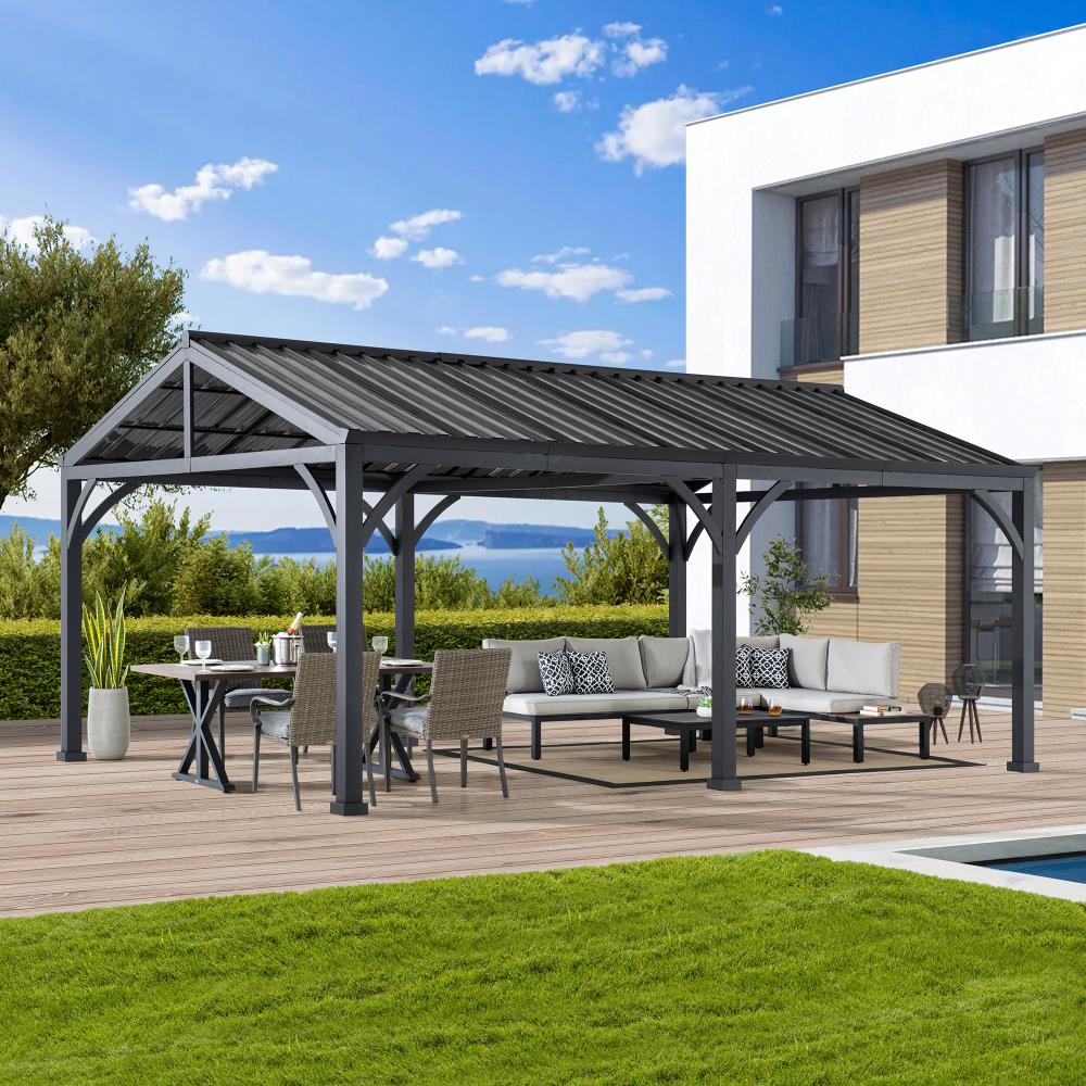 Mazonvintage 20x14 Steel Carport Sturdy Gazebo with 2 Ceiling Hooks