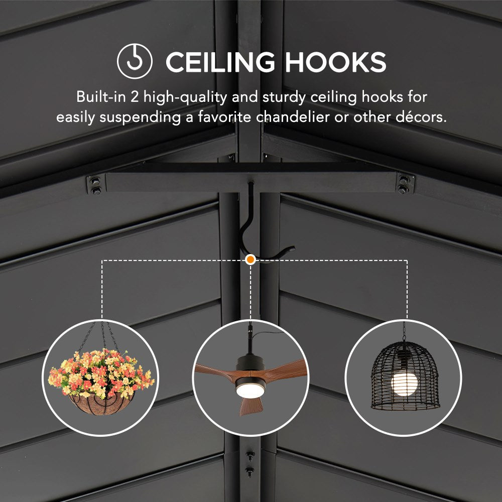 Mazonvintage 20x14 Steel Carport Sturdy Gazebo with 2 Ceiling Hooks