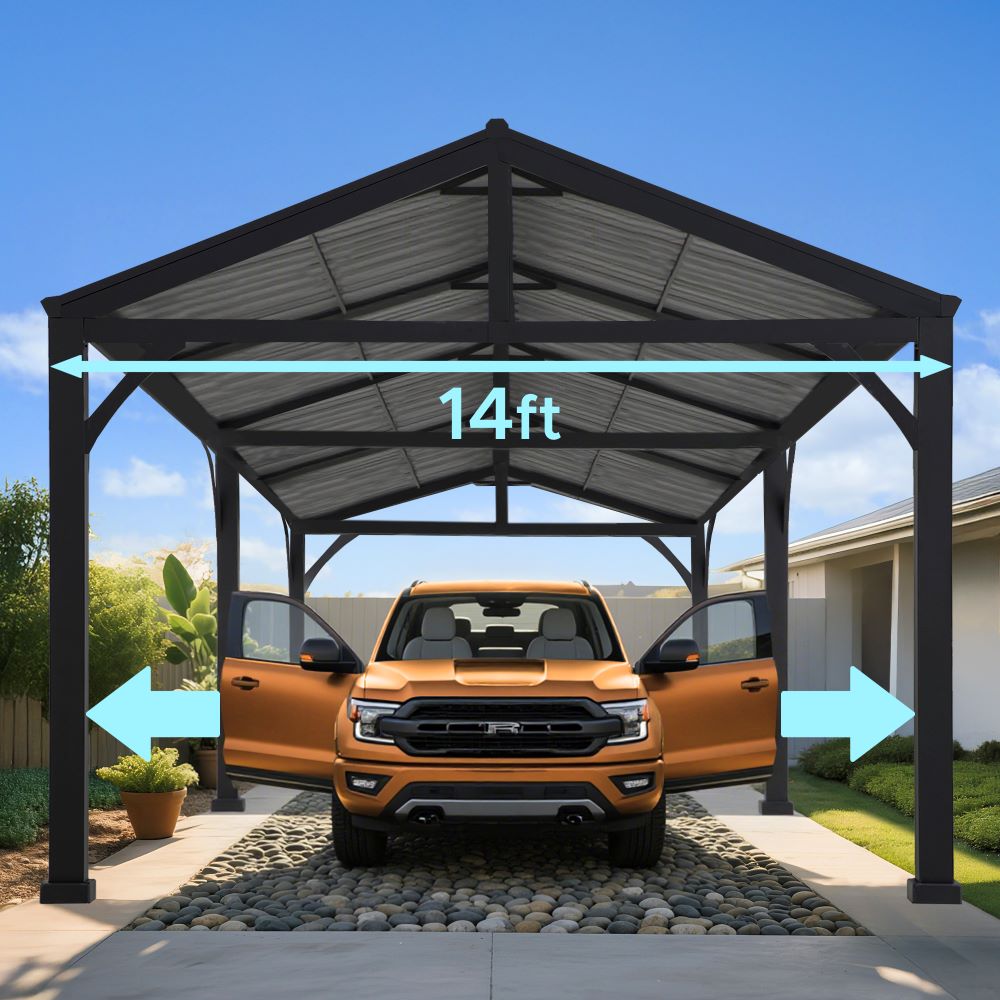 Mazonvintage 20x14 Steel Carport Sturdy Gazebo with 2 Ceiling Hooks