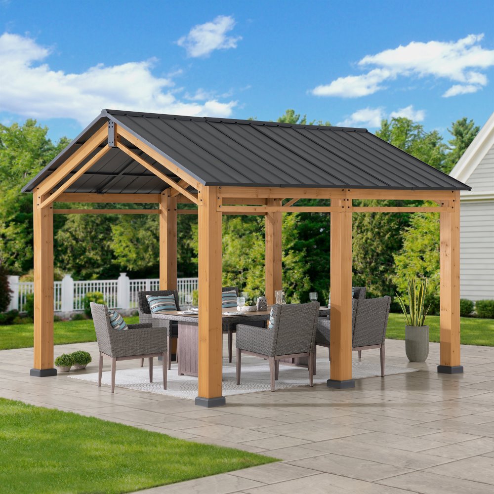Mazonvintage 11x13 Small Wooden Carport Gazebo with Ceiling Hook