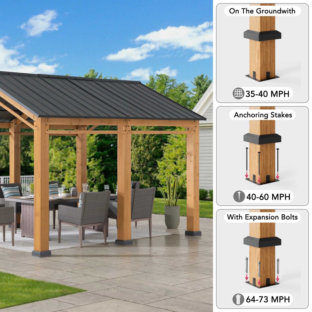 Mazonvintage 11x13 Small Wooden Carport Gazebo with Ceiling Hook