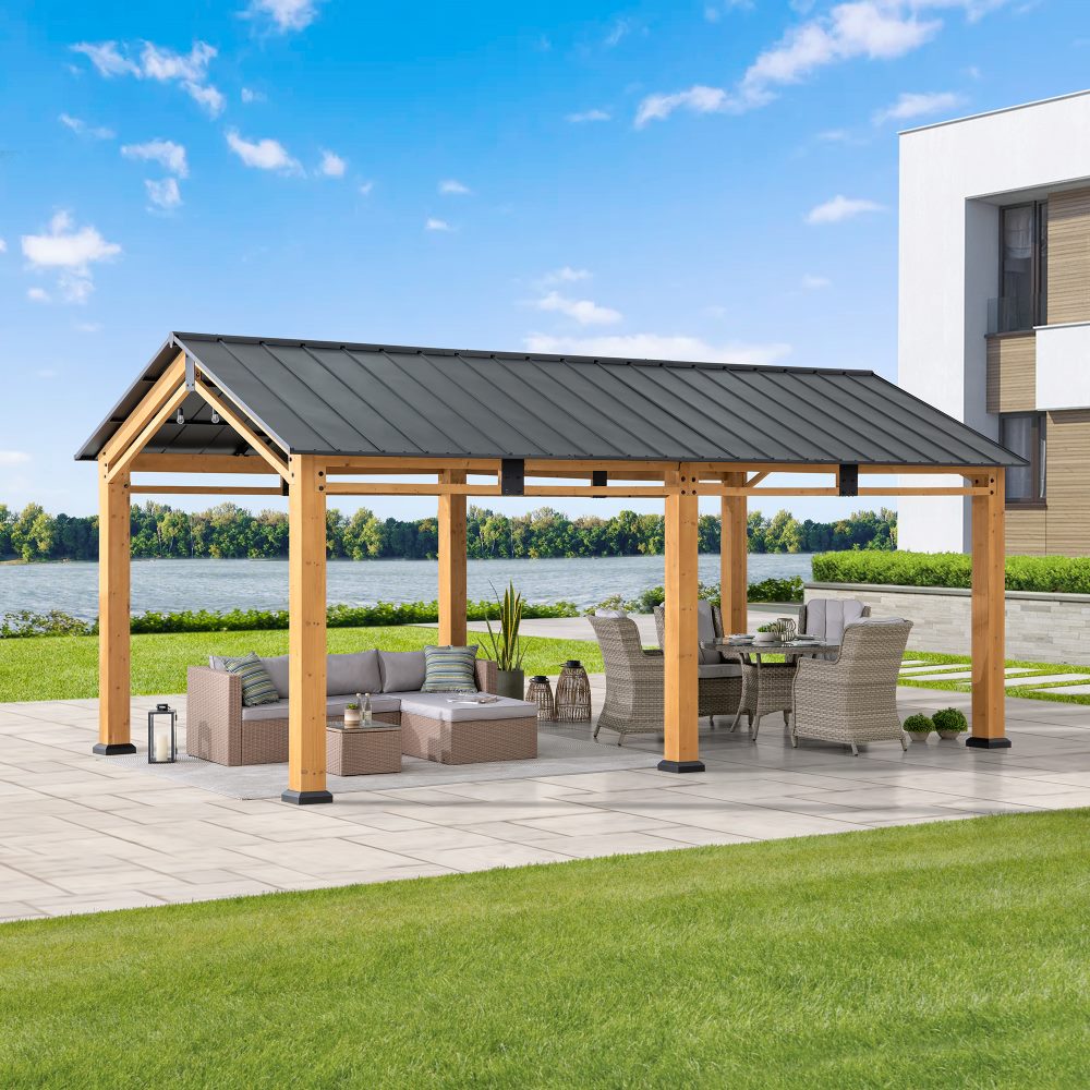 Mazonvintage 11x20 Wood Carport Gazebo Kits with Ceiling Hooks - Standard
