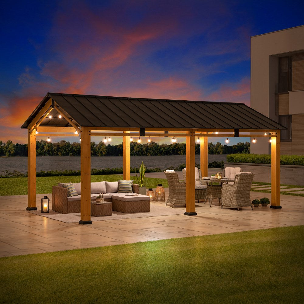Mazonvintage 11x20 Wood Carport Gazebo Kits with Ceiling Hooks - Standard