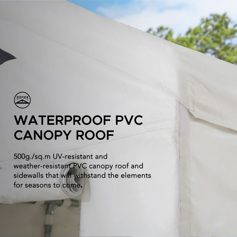 Mazonvintage 12x30 Sundale Party Tent with 8 Removable PE Windows and 2 Roll-up Side Walls