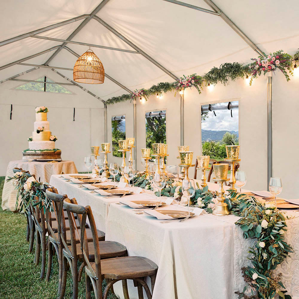 Mazonvintage 12x30 Sundale Party Tent with 8 Removable PE Windows and 2 Roll-up Side Walls