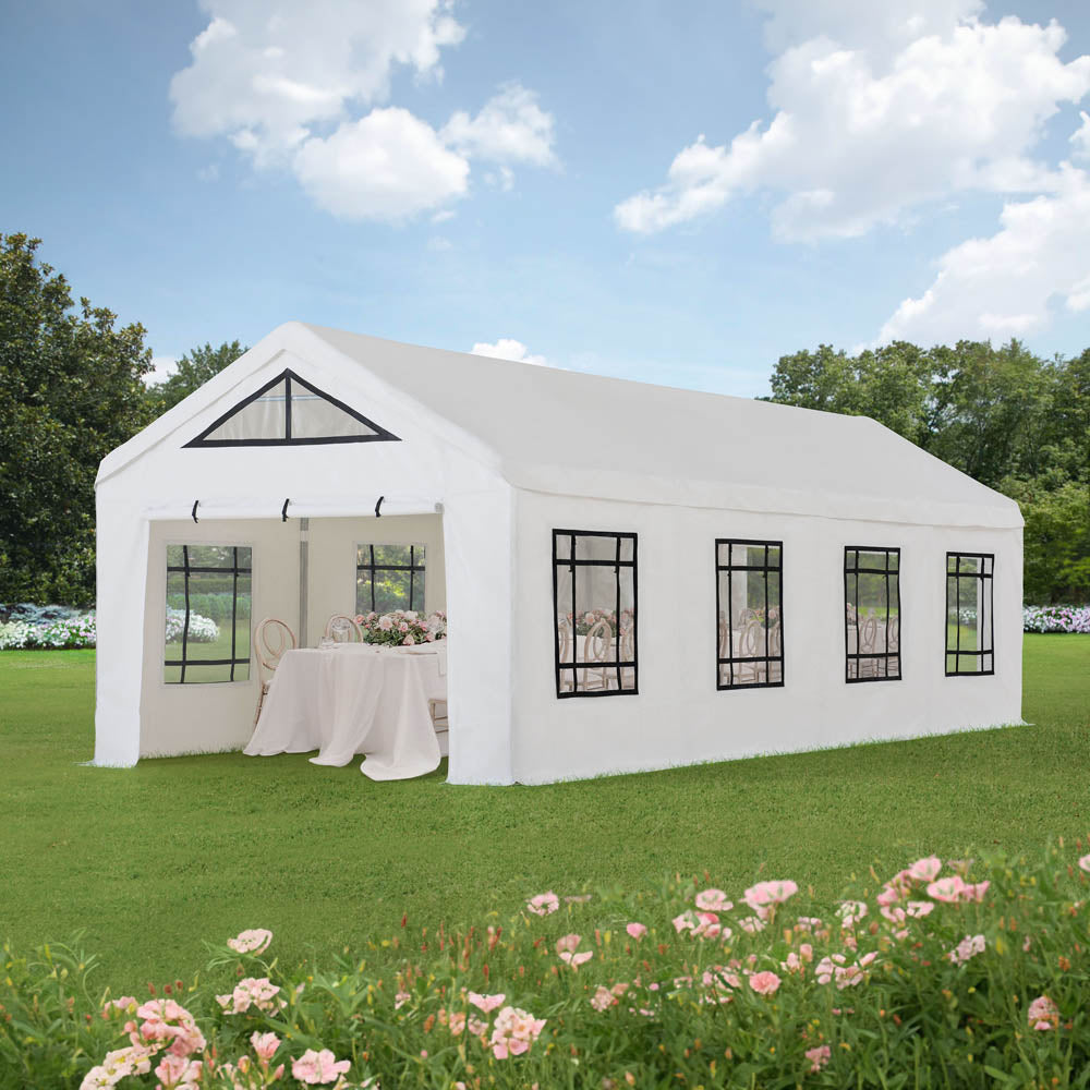 Mazonvintage 12x30 Sundale Party Tent with 8 Removable PE Windows and 2 Roll-up Side Walls