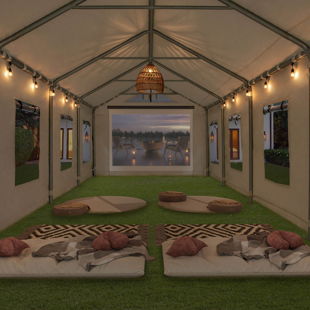 Mazonvintage 12x30 Sundale Party Tent with 8 Removable PE Windows and 2 Roll-up Side Walls