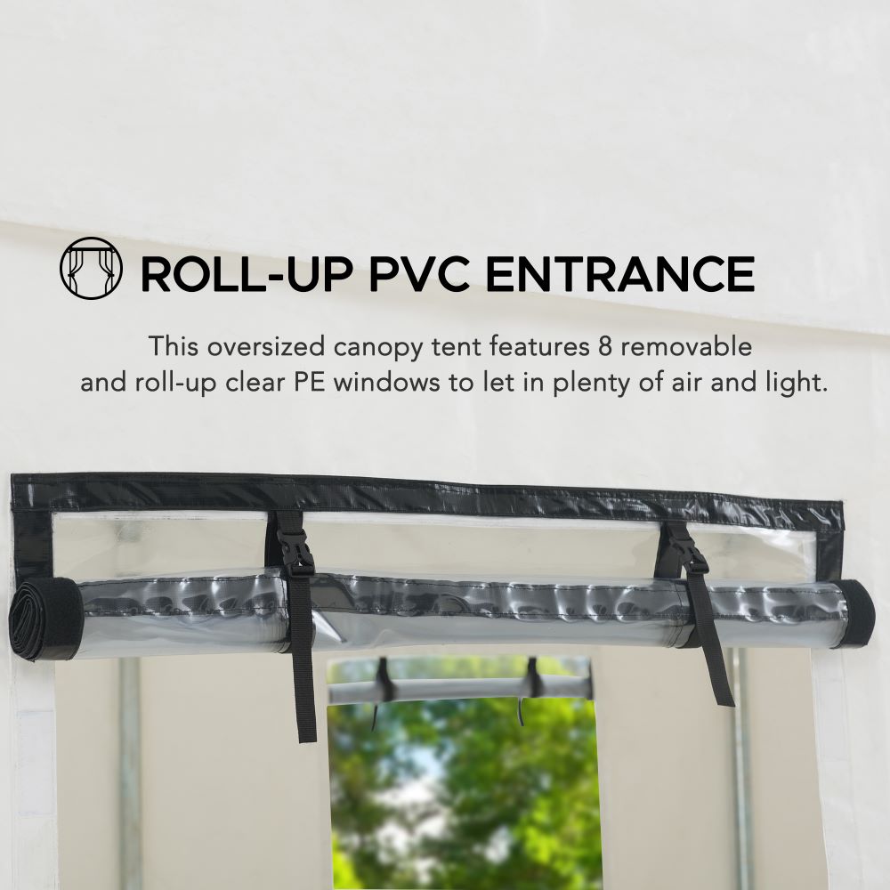 Mazonvintage 12x30 Sundale Party Tent with 8 Removable PE Windows and 2 Roll-up Side Walls