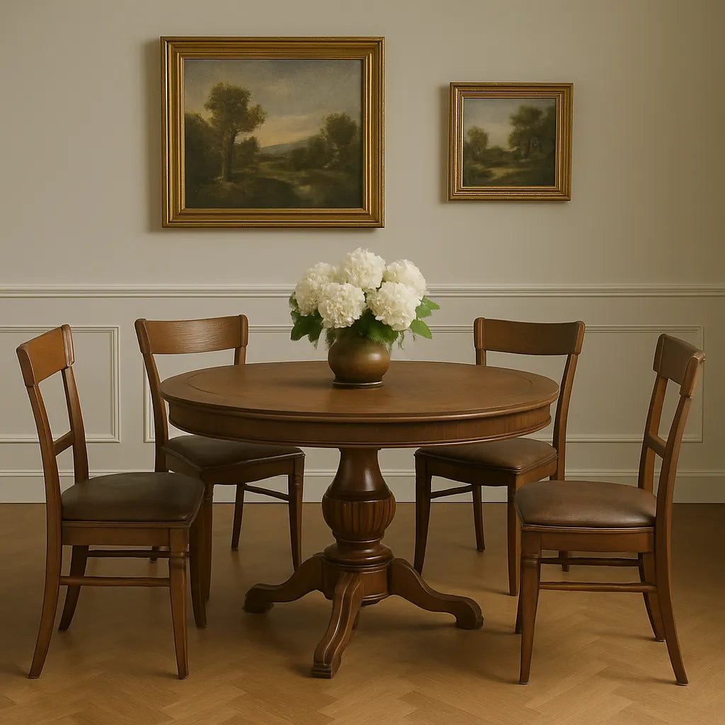 Classic Round Dining Table Elevates Traditional Charm
