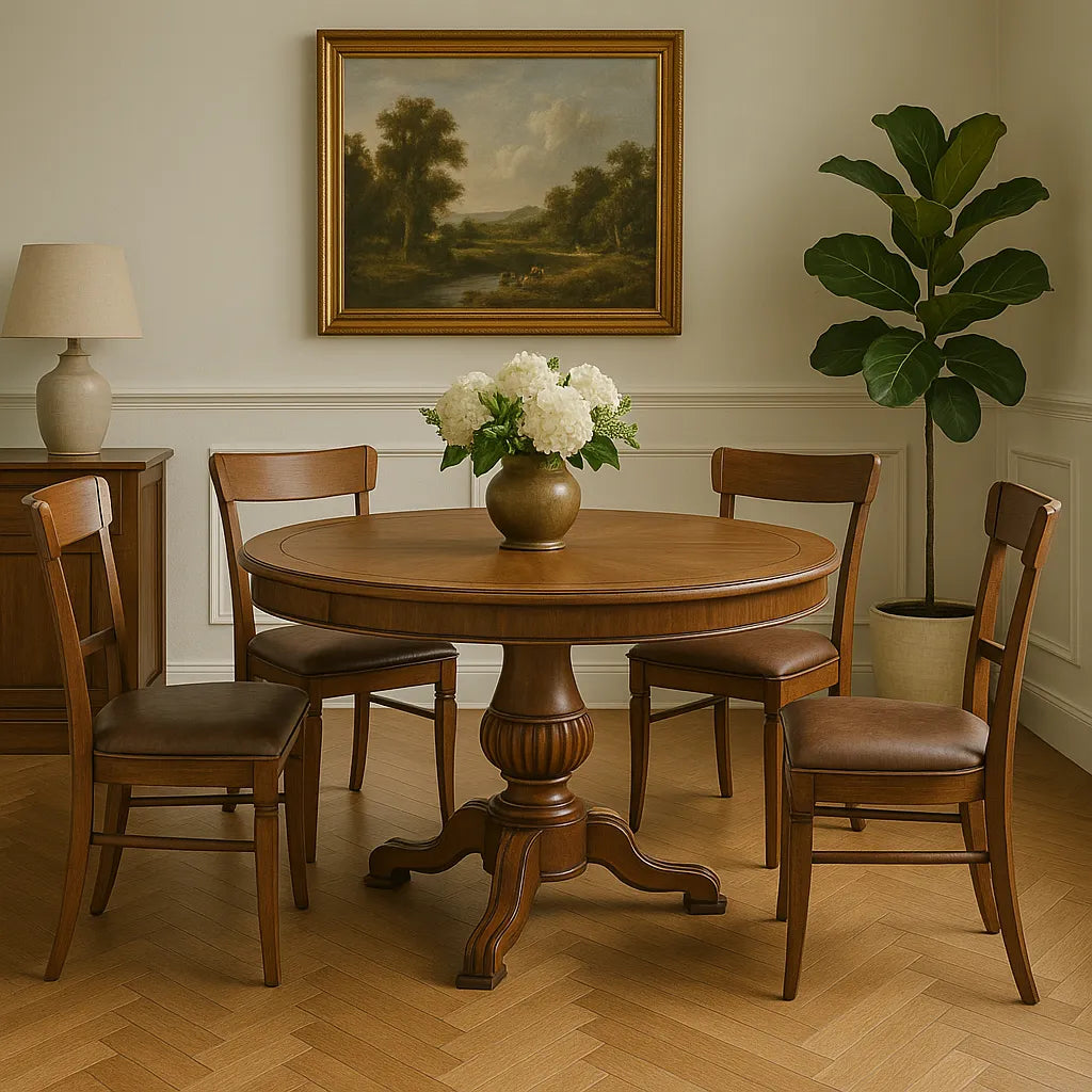 Classic Round Dining Table Elevates Traditional Charm