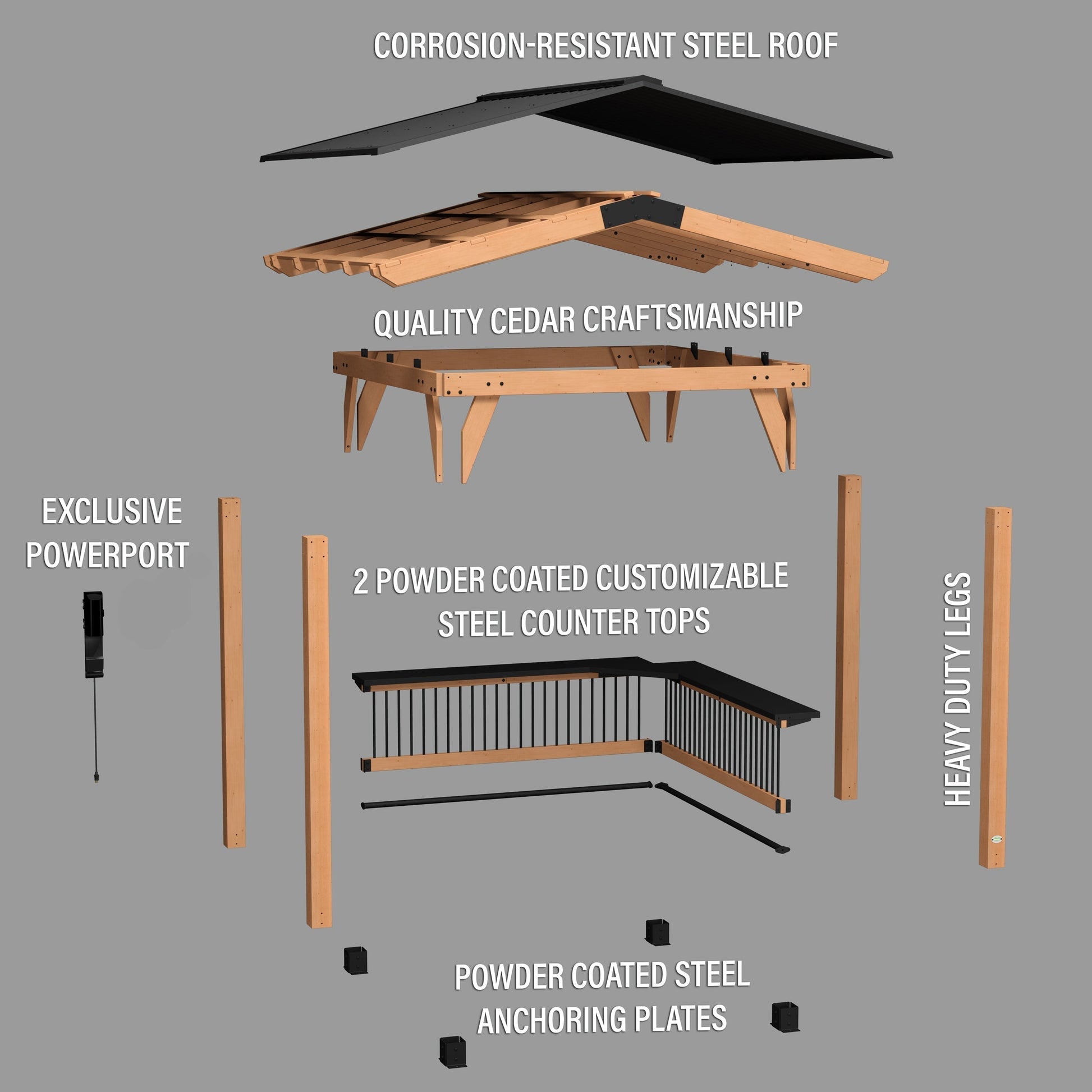 Granada Grill Gazebo with Outdoor Bar