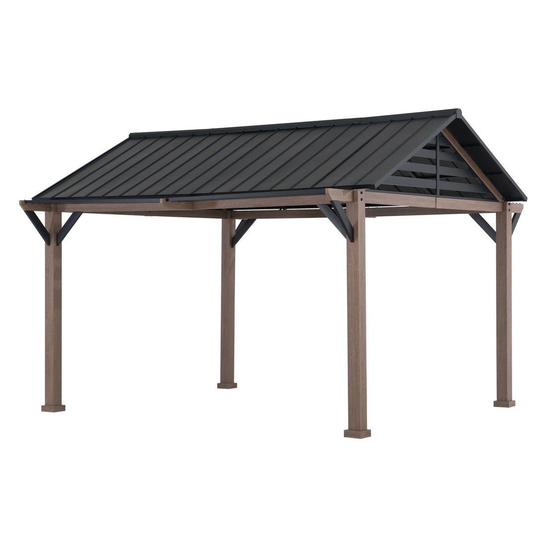 Mazonvintage 13x13 Black Steel Gazebo with Decorative Beam