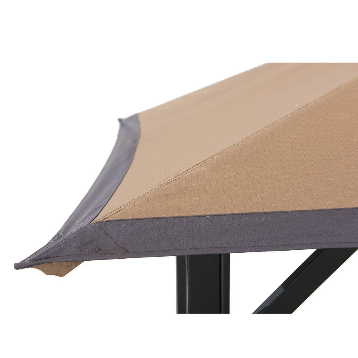 Mazonvintage Outdoor Patio 5x8 Khaki 2-Tier Steel Backyard Soft Top Grill Gazebo with Bar Shelves and Hooks