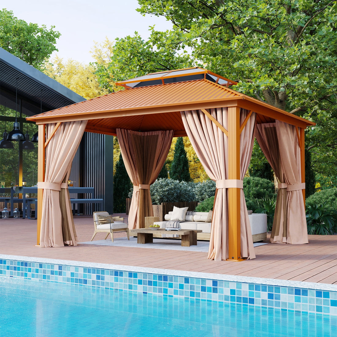 Mazonvintage 10' x 12' Hardtop Gazebo with Aluminum Frame, Double Galvanized Steel Roof