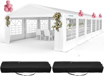 Mazonvintage 20'x 40' Upgraded Galvanized Heavy Duty Gazebo Party Wedding Tent Canopy Carport Shelter with Carry Bags(20x40, White), Event Canopy