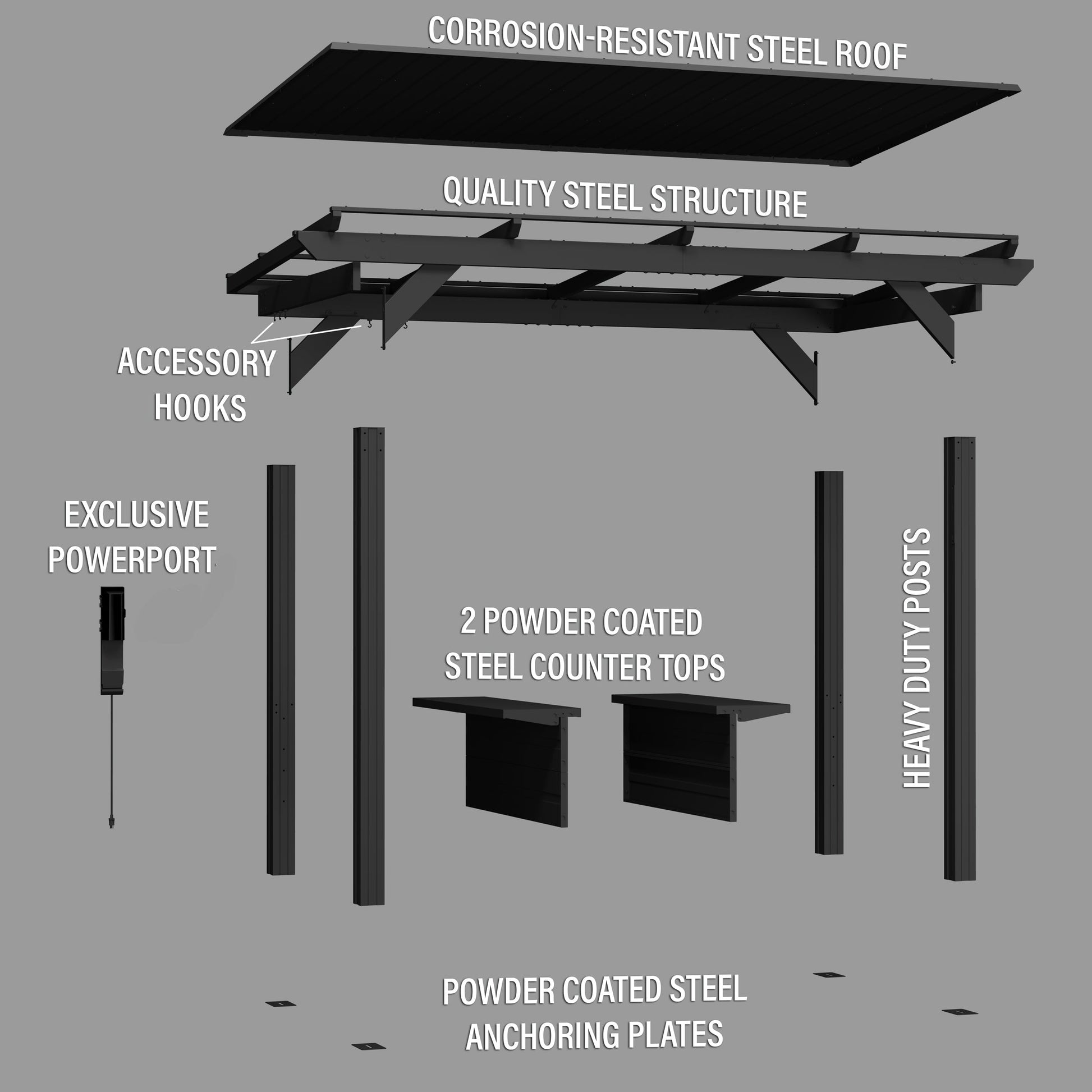 Rockport XL Steel Grill Gazebo