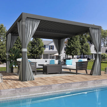 U-Mazonvintage Louvered Pergola 10x10, All Aluminum Pergola with Adjustable Rainproof Roof,Dark Grey