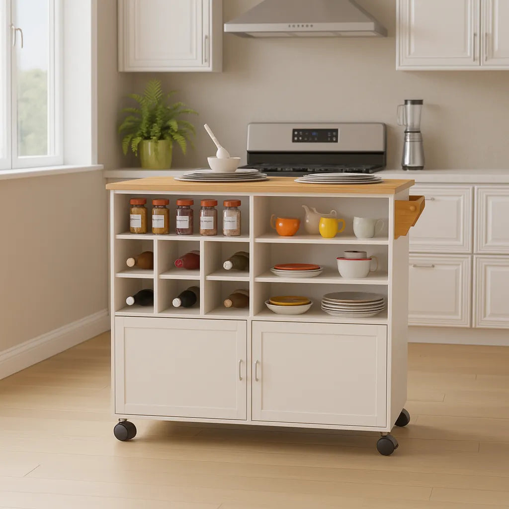 White Kitchen Cabinet With Storage Drawers