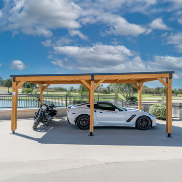Wooden Carport Shelter – Outdoor Parking Canopy for Cars and Motorcycles