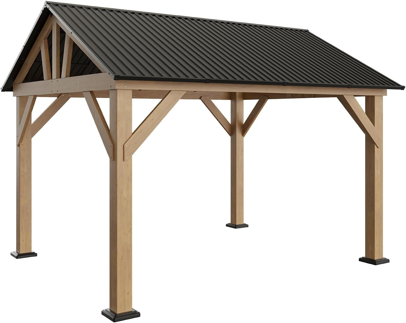 Mazonvintage Wood Gazebo 10'x12', Wind & Rain Resistant Design, Grill Gazebo for Garden, Mazonvintage