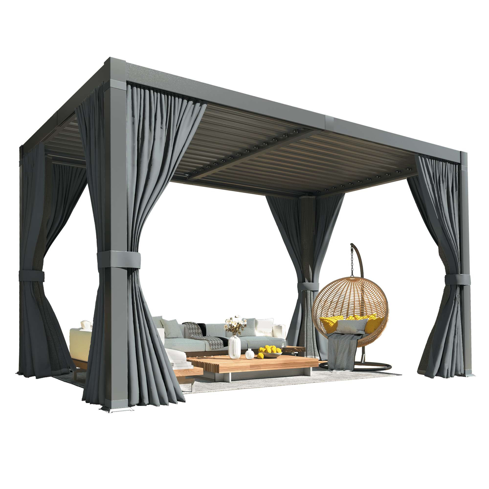 Mazonvintage 10'x12' Outdoor Aluminum Louvered Pergola with Adjustable Louvered Roof for Mazonvintage, Garden, and Decks, Gray