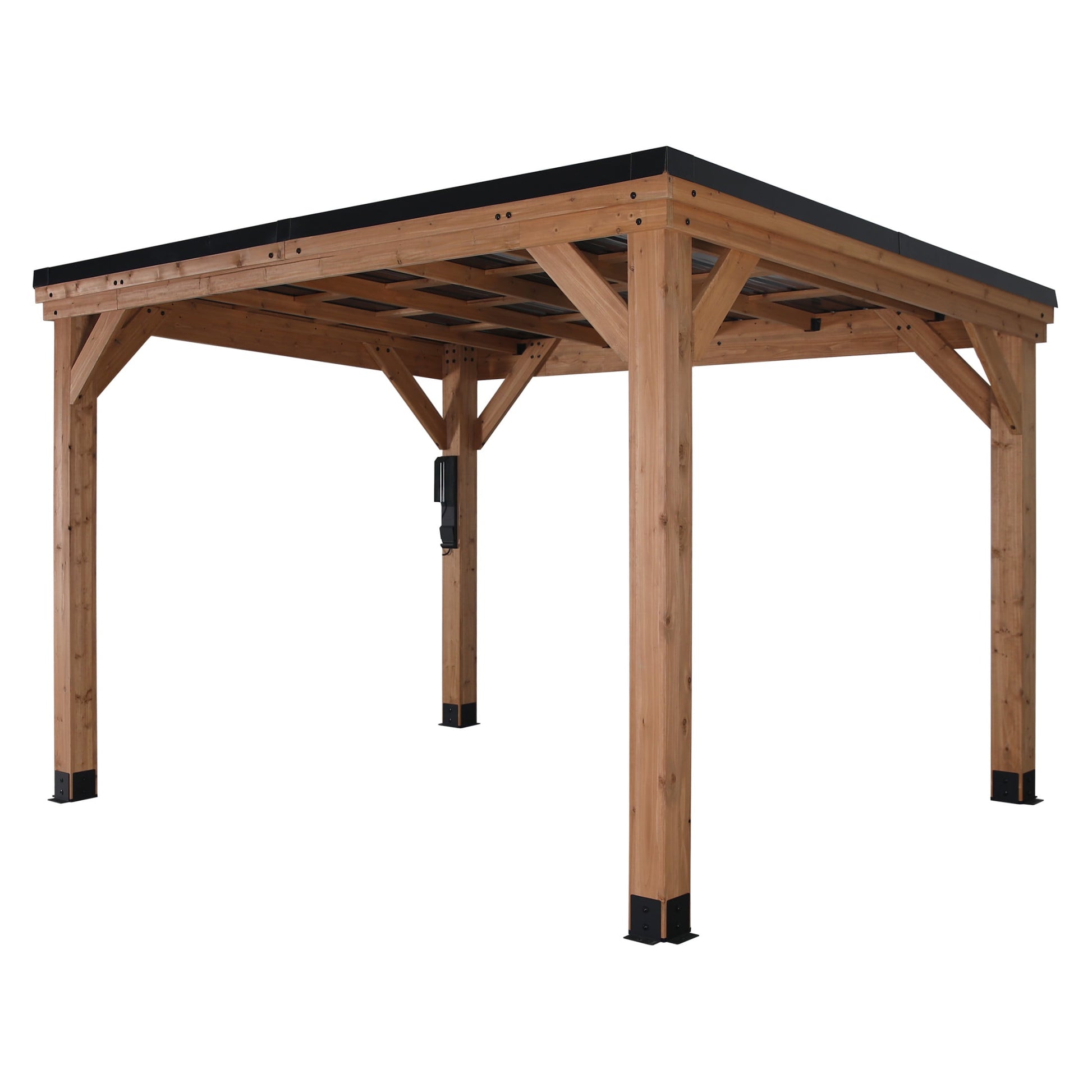 MazonvintageArcadia 12'x9.5' Cedar Wood Gazebo, Galvanized Steel Roof, PowerPort