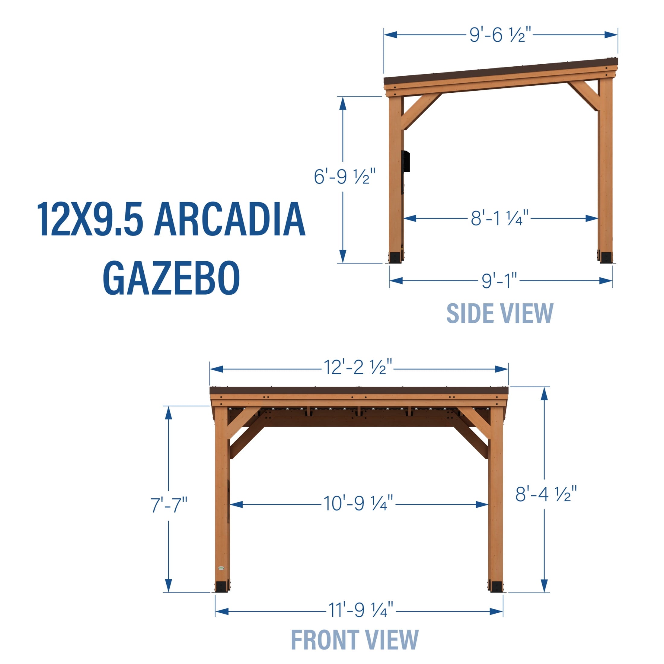 MazonvintageArcadia 12'x9.5' Cedar Wood Gazebo, Galvanized Steel Roof, PowerPort