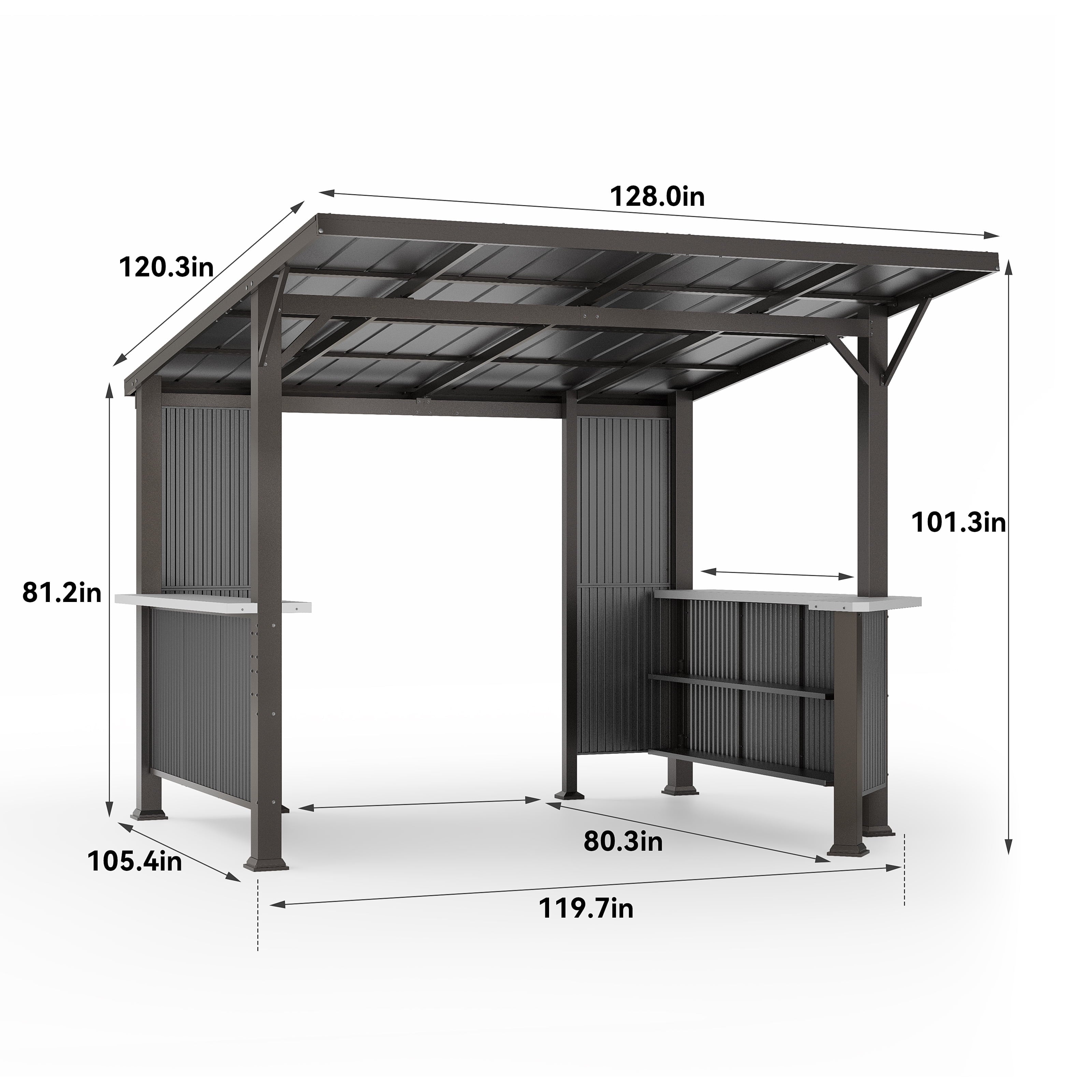 Mazonvintage 10x10ft BBQ Gazebo Canopy Tent with Sloped Roof,Grill Gazebo with Triple Shelves & Movable Bar Table, All-Weather Outdoor Grill Station & Patio Shelter for Mazonvintage Cooking and Patio Deals