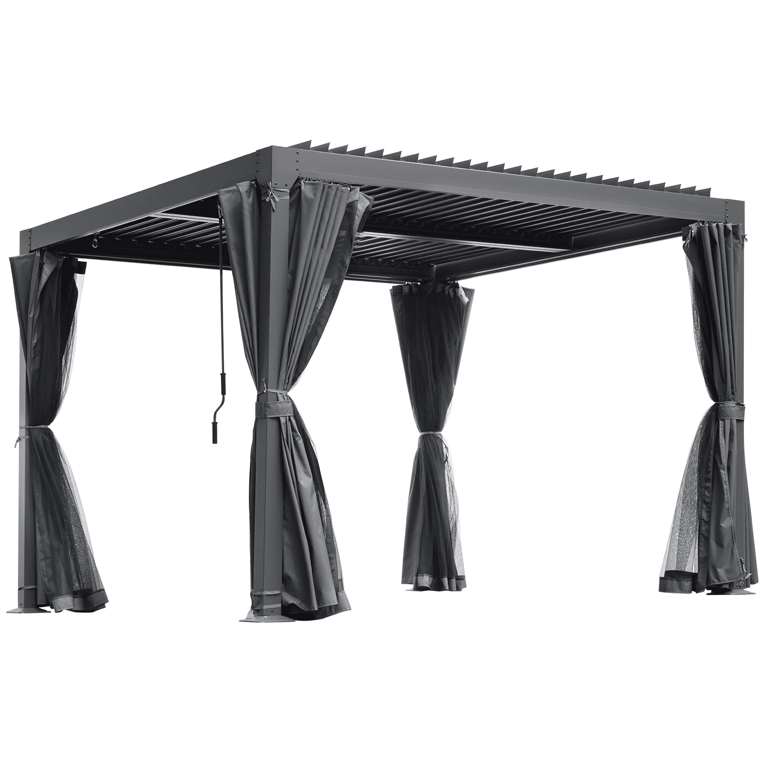 U-Mazonvintage Louvered Pergola 10x10, All Aluminum Pergola with Adjustable Rainproof Roof,Dark Grey