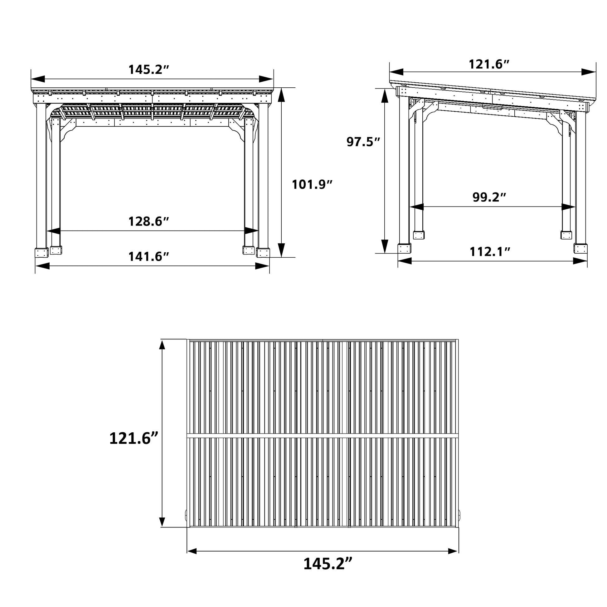 Mazonvintage 10'x 12' Outdoor Wooden Grill Gazebo, Heavy Duty BBQ Pergola for Deck, Garden and Patio