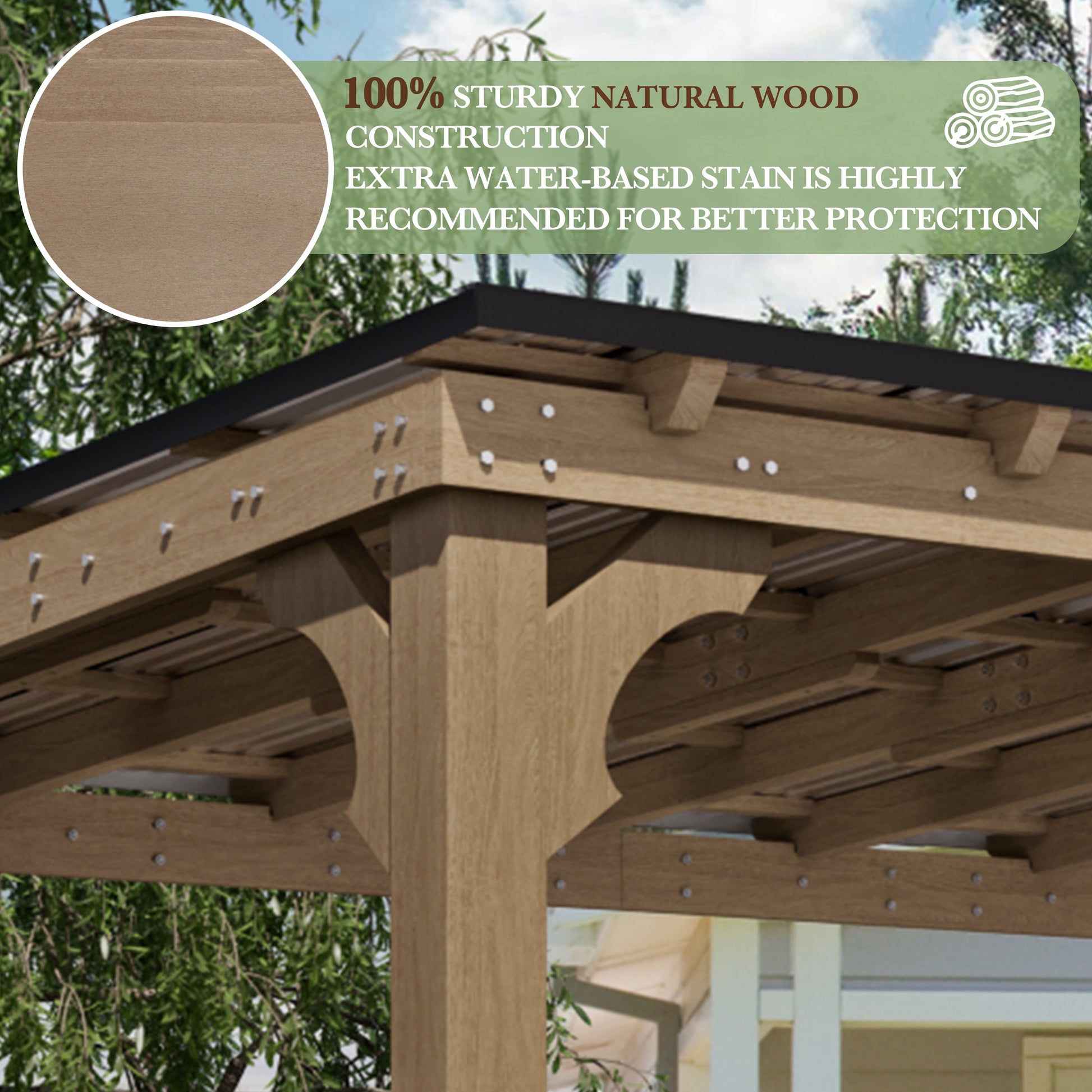 Mazonvintage 10'x 12' Outdoor Wooden Grill Gazebo, Heavy Duty BBQ Pergola for Deck, Garden and Patio